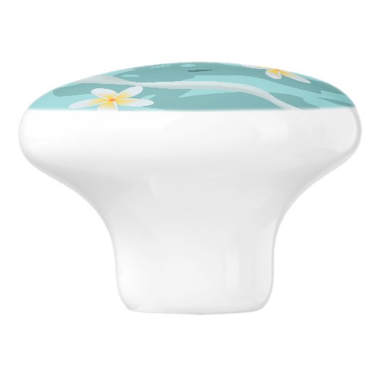 Drijvende Frangipanis op Beach Wave Meet Starfishe Keramische Knop (Zijkant)