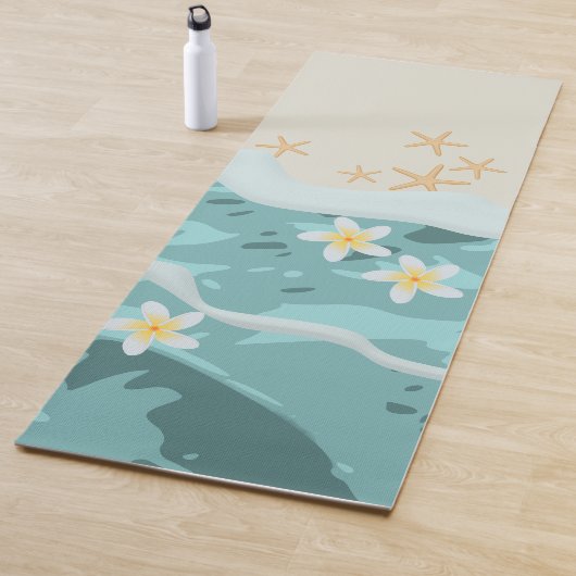 Drijvende Frangipanis op Beach Wave Meet Starfishe Yogamat (In situ)