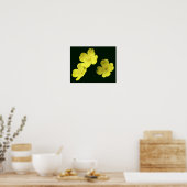 Drijvende gele wilde geranium bloemen poster (Keuken)