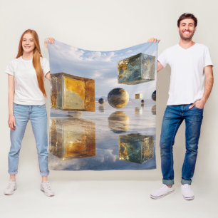 Drijvende geometrische hoogstandjes boven water fleece deken