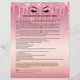 Drijvende Glitter EYELASH EXTENSION CONSENT FORM Flyer