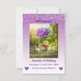 Drijvende Glitter Hearts Birthday Invitation Kaart