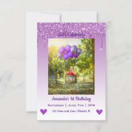 Drijvende Glitter Hearts Birthday Invitation Kaart