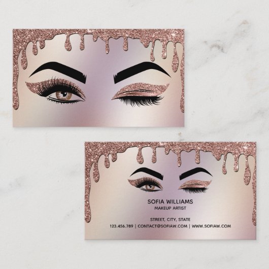Drijvende Gold Makeup kunstenaar Wink Eye Lashes Visitekaartje (Voorkant / Achterkant)