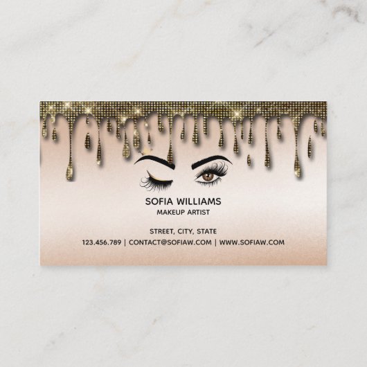 Drijvende Gold Makeup kunstenaar Wink Eye Lashes Visitekaartje (Achterkant)