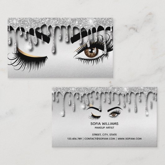 Drijvende Gold Makeup kunstenaar Wink Eye Lashes Visitekaartje (Voorkant / Achterkant)