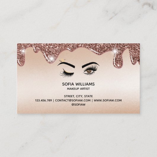 Drijvende Gold Makeup kunstenaar Wink Eye Lashes Visitekaartje (Achterkant)