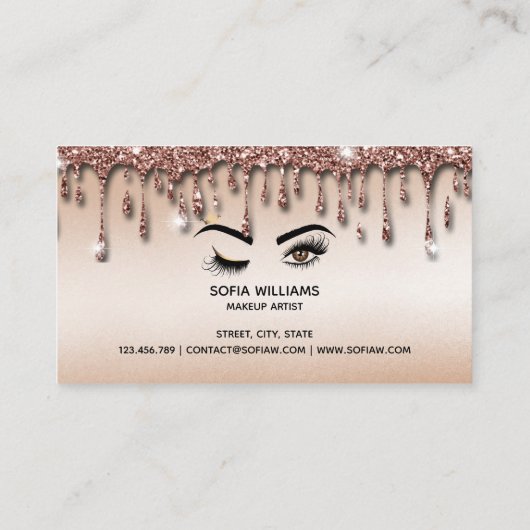 Drijvende Gold Makeup kunstenaar Wink Eye Lashes Visitekaartje (Achterkant)