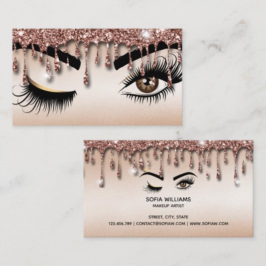 Drijvende Gold Makeup kunstenaar Wink Eye Lashes Visitekaartje (Voorkant / Achterkant)