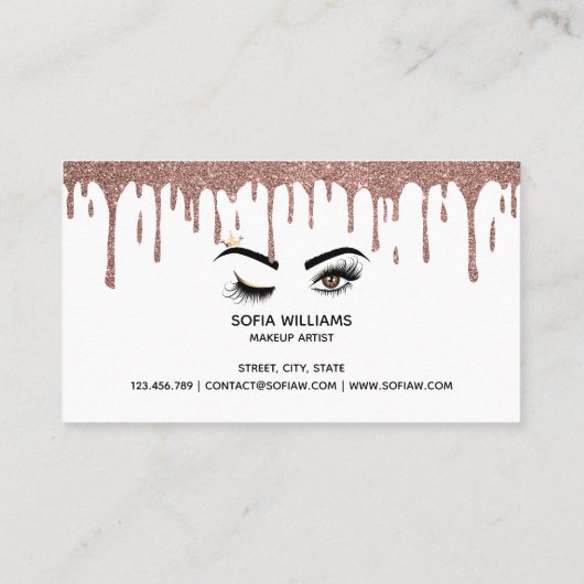 Drijvende Gold Makeup kunstenaar Wink Eye Lashes Visitekaartje (Achterkant)