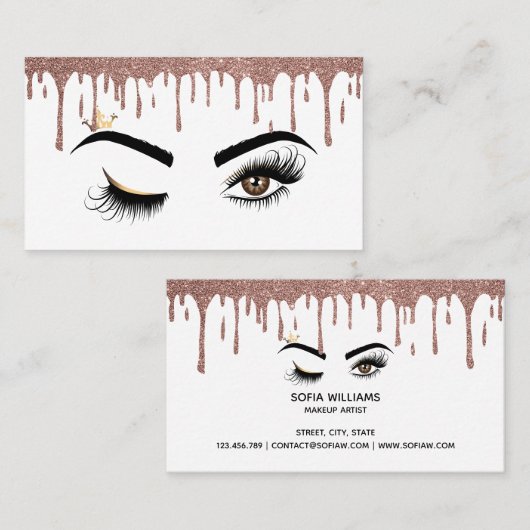 Drijvende Gold Makeup kunstenaar Wink Eye Lashes Visitekaartje (Voorkant / Achterkant)