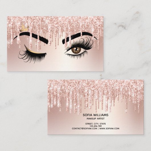 Drijvende Gold Makeup kunstenaar Wink Eye Lashes Visitekaartje (Voorkant / Achterkant)