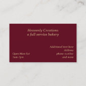 Drijvende gouden en Fancy kookbakkerij Visitekaartje (Achterkant)