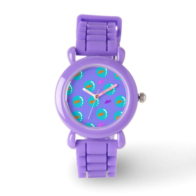 Drijvende goudvis_periwinkle horloge (Voorkant)