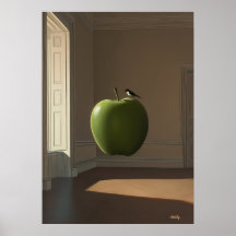 Drijvende Groene Appel en Vogel – Surrealistische 