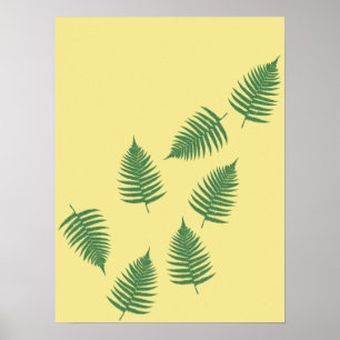Drijvende groene fern laat stijlvol Abstract Poste Poster