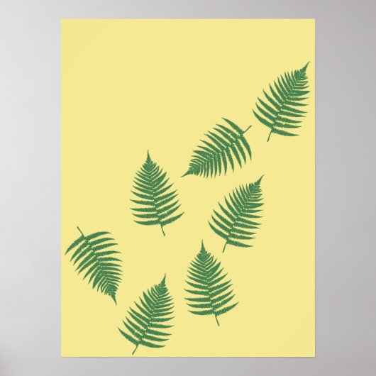 Drijvende groene fern laat stijlvol Abstract Poste Poster (Voorkant)
