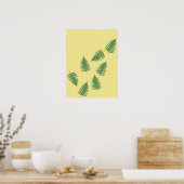 Drijvende groene fern laat stijlvol Abstract Poste Poster (Keuken)