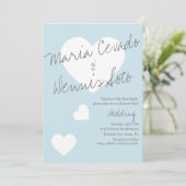 Drijvende Hart Lettering Script Trouw Blauw Grijs Kaart (Staand voorkant)