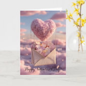 Drijvende hart van liefdesbrieven ontwerp ansichtk kaart (Gele Bloem)