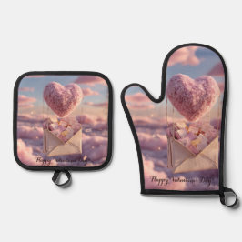 Drijvende Hart van Liefdesbrieven Ontwerp Postkaar Ovenwant & Pannenlap Set