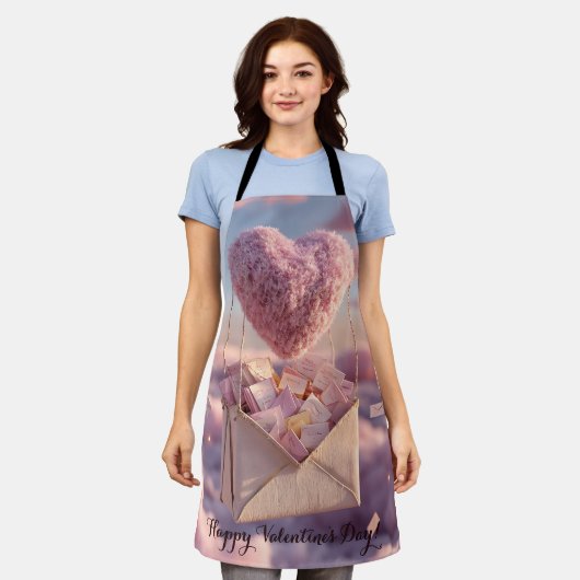 Drijvende Hart van Liefdesbrieven Ontwerp Postkaar Schort (Gedragen)