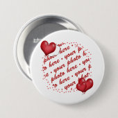 Drijvende hartballonnen Foto-Lijst Ronde Button 7,6 Cm (Voorkant /achterkant)