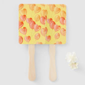 Drijvende harten & dromen - Geel & Sinaasappel Handwaaier (Voorkant en achterkant)