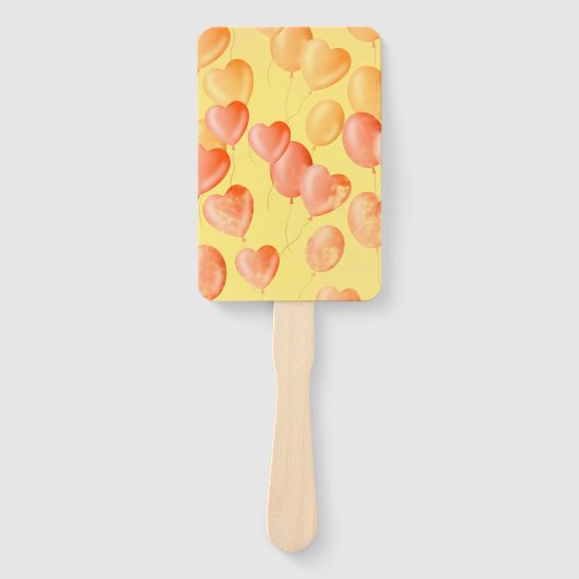 Drijvende harten & dromen - Geel & Sinaasappel Handwaaier (Voorkant)