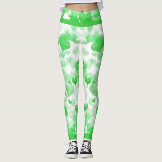 Drijvende harten in groen leggings (Voorkant)