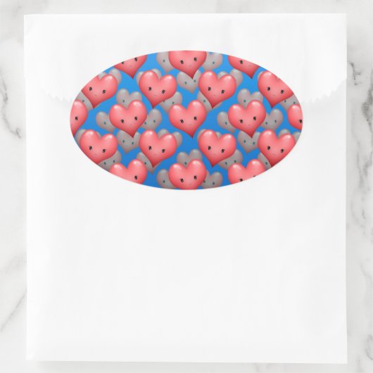 Drijvende harten op blauw ovale sticker (Tas)