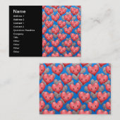 Drijvende harten op blauw visitekaartje (Voorkant / Achterkant)