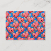 Drijvende harten op blauw visitekaartje (Achterkant)