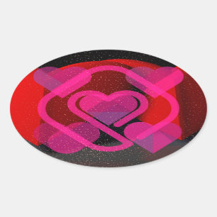 drijvende harten ovale sticker