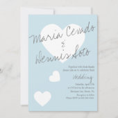 Drijvende hartlettertekens weddenschap Blauw grijs Kaart (Voorkant)