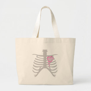 Drijvende hartslag in ribcage grote tote bag