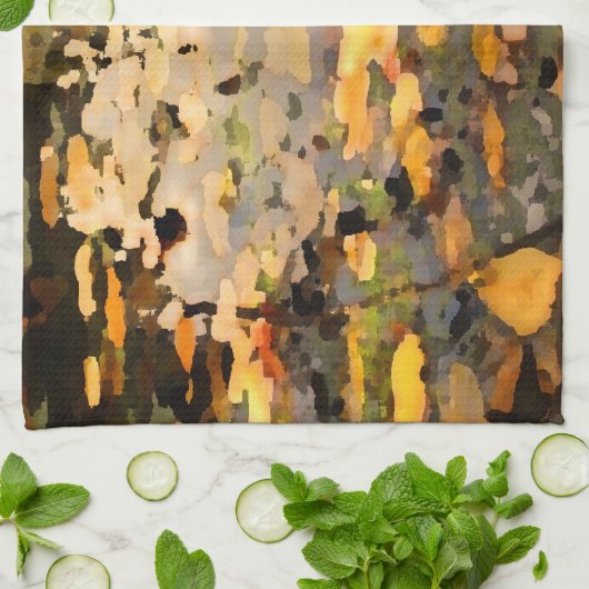 Drijvende herfst Abstract Theedoek (Gevouwen)