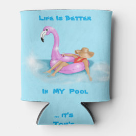 Drijvende in de pool in Hot Pink Flamingo Float, C Blikjeskoeler