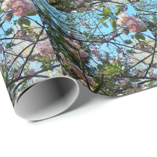 Drijvende kers, bloesem, Natuur, roze bloem Cadeaupapier (Rol Hoek)