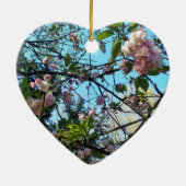 Drijvende kers, bloesem, Natuur, roze bloem Keramisch Ornament (Achterkant)