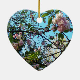 Drijvende kers, bloesem, Natuur, roze bloem Keramisch Ornament