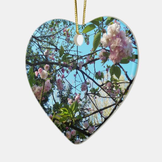 Drijvende kers, bloesem, Natuur, roze bloem Keramisch Ornament (Links)