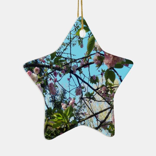 Drijvende kers, bloesem, Natuur, roze bloem Keramisch Ornament (Rechts)