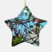 Drijvende kers, bloesem, Natuur, roze bloem Keramisch Ornament (Voorkant)