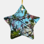 Drijvende kers, bloesem, Natuur, roze bloem Keramisch Ornament (Achterkant)