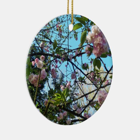 Drijvende kers, bloesem, Natuur, roze bloem Keramisch Ornament (Rechts)