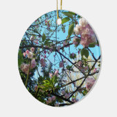 Drijvende kers, bloesem, Natuur, roze bloem Keramisch Ornament (Links)