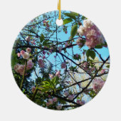 Drijvende kers, bloesem, Natuur, roze bloem Keramisch Ornament (Achterkant)