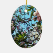 Drijvende kers, bloesem, Natuur, roze bloem Keramisch Ornament (Voorkant)