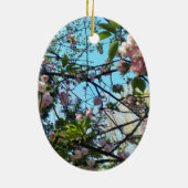 Drijvende kers, bloesem, Natuur, roze bloem Keramisch Ornament (Achterkant)